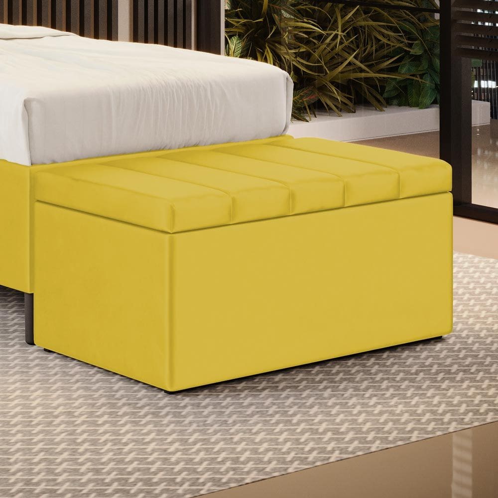Calçadeira Baú Alpha Para Cama de Solteiro 90cm no Tecido Veludo - Conforto e Elegância Aradecor