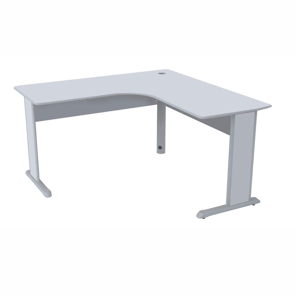 Mesa em L Escritório Estação 160x160 Pés Aço Nivelador Cinza