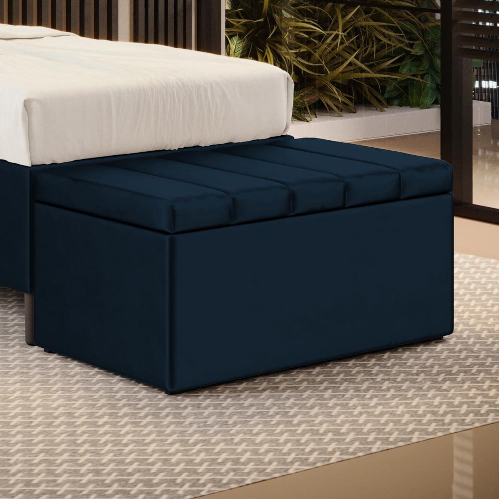 Calçadeira Baú Alpha Para Cama de Solteiro 90cm no Tecido Veludo - Conforto e Elegância Aradecor