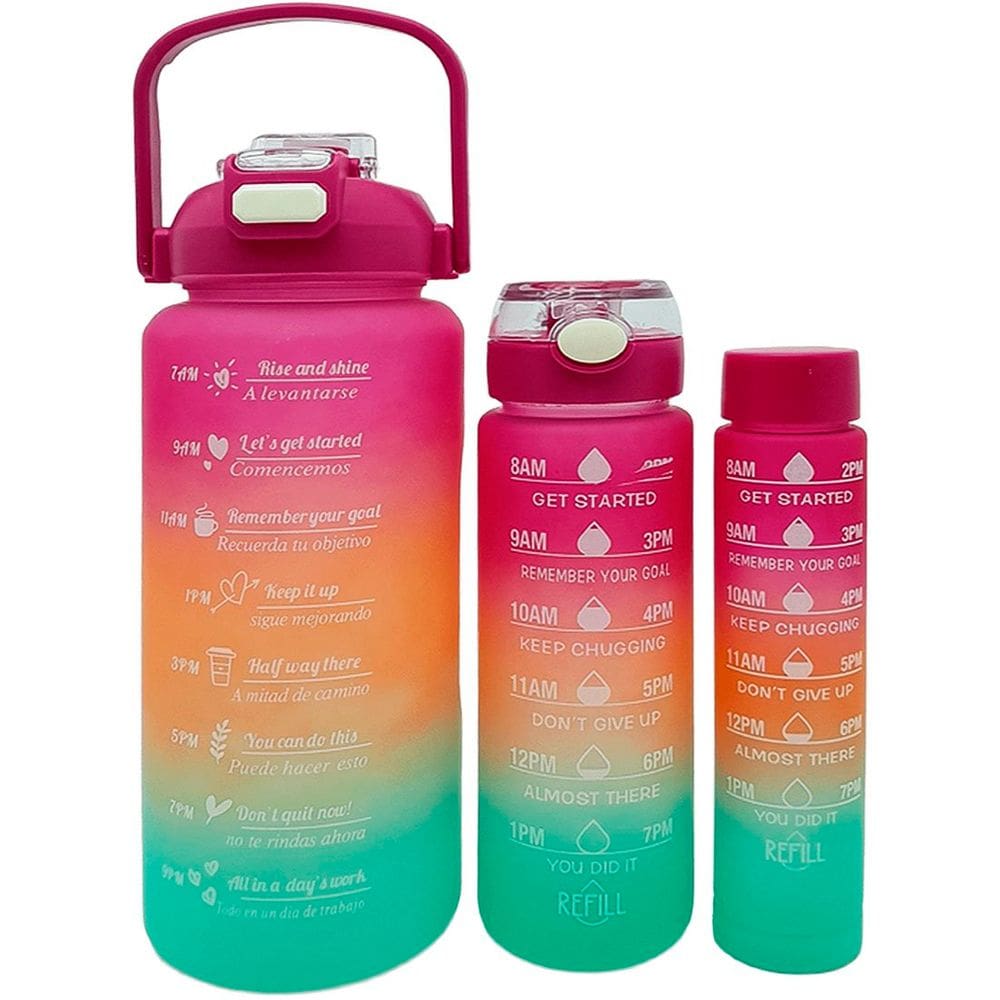 Garrafas Água Frases Treino Academia 2L 900ml 300ml Kit 3pçs