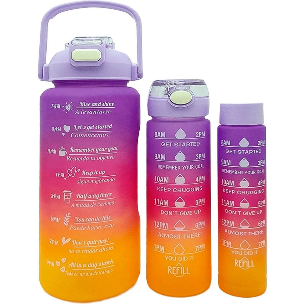 Garrafas Água Frases Treino Academia 2L 900ml 300ml Kit 3pçs