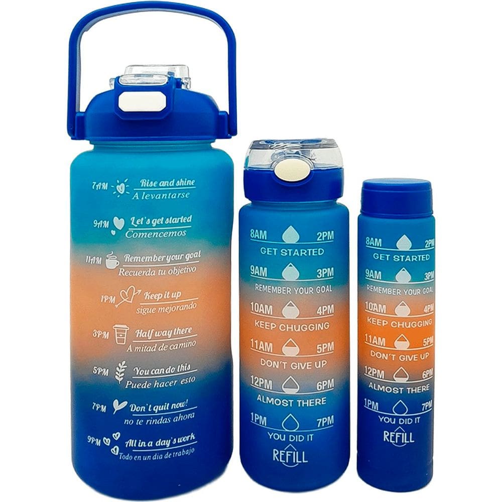Garrafas Água Frases Treino Academia 2L 900ml 300ml Kit 3pçs