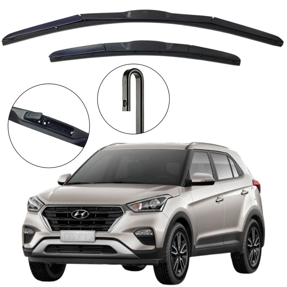 Kit Palheta Dianteira Creta 2016 a 2021 Limpador de Parabrisa de Silicone