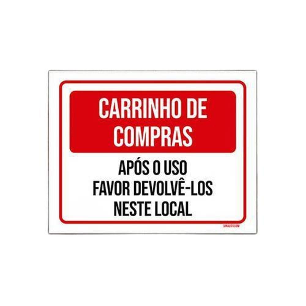Placa Carrinhos de Compras 36x46 Psai 2mm Vinil Auto.