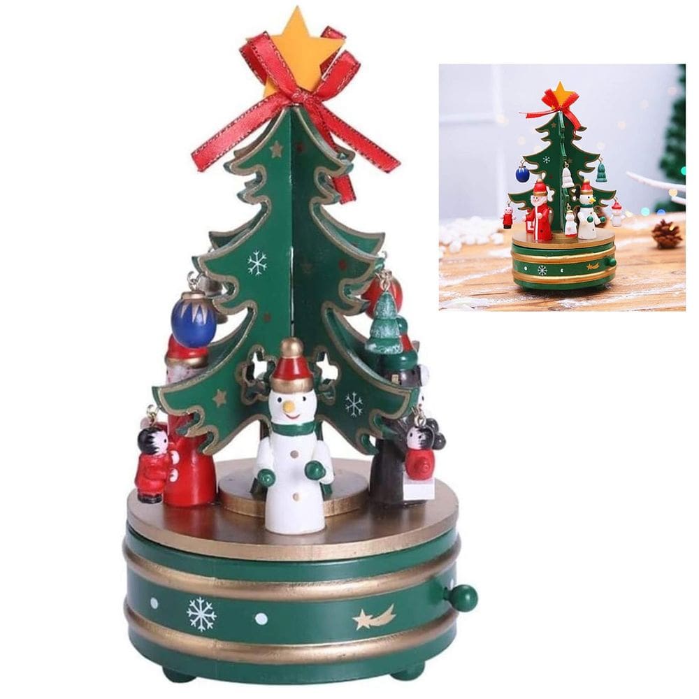 Arvore Caixa de Musica Natal Natalino Caixinha Giratoria Decoraçao Papai Noel Boneco de Neve Festa Fim de Ano