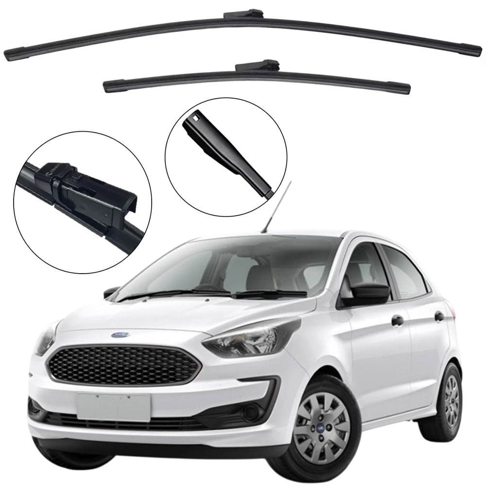 Kit Palheta Dianteira Ford Ka Hatch e Ka+ Sedan 2014 a 2021 Limpador de Parabrisa de Silicone