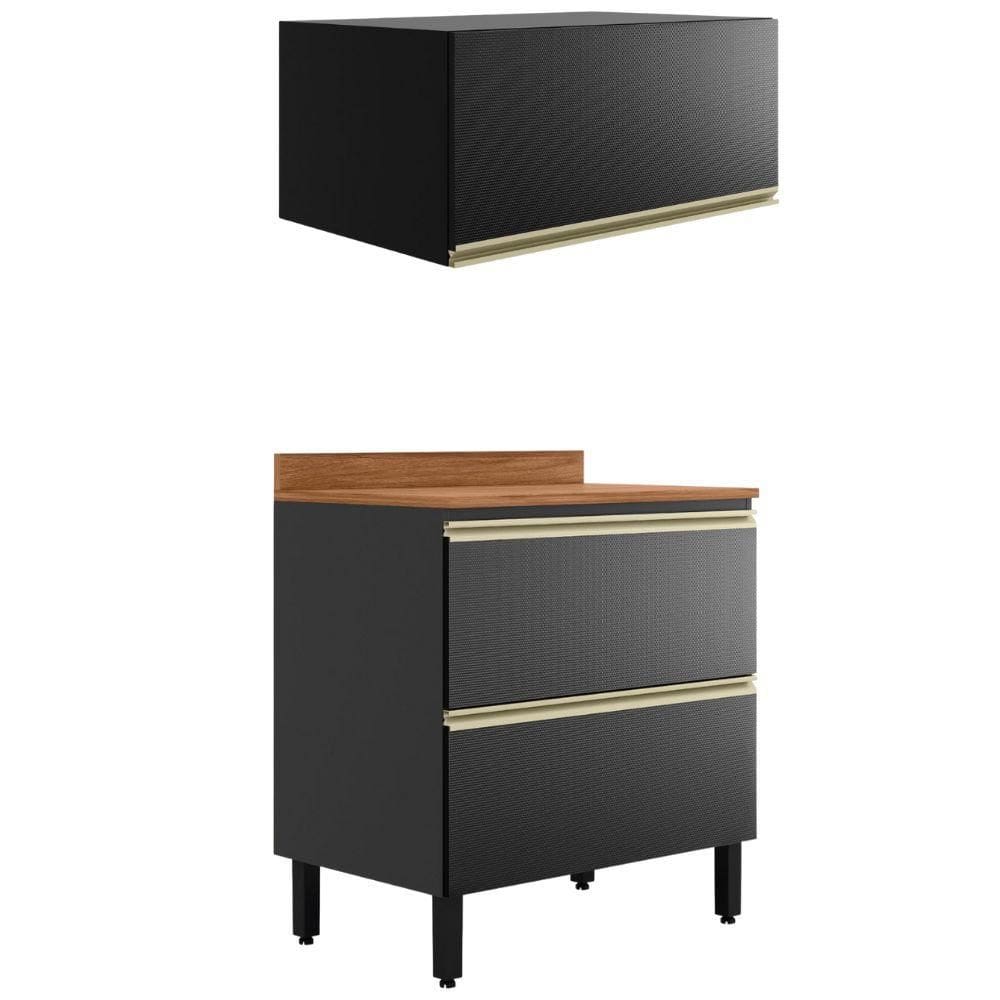 Balcao Com Tampo e Armario Aereo 80 cm Proenca Demartez