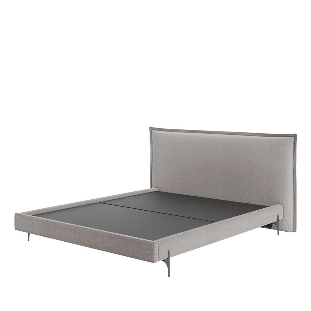 Cama Estofada King com Cabeceira Eos - Linho Texturizado Cinza