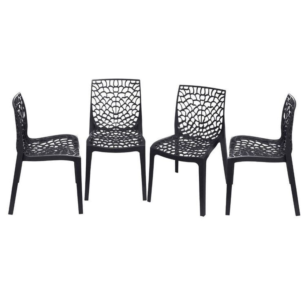 Cadeira Kit com 4 Unidades em Polipropileno Gruvyer Preto