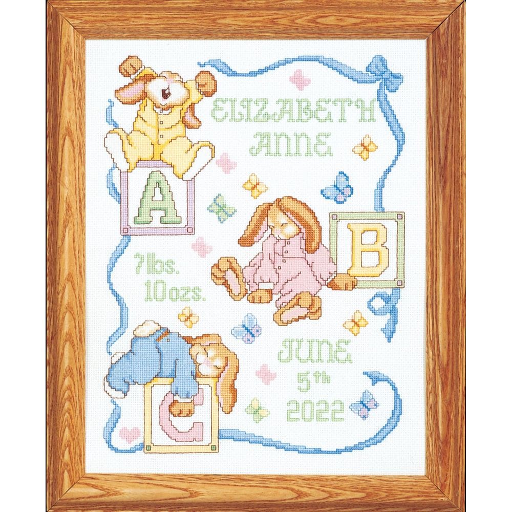 Kit de ponto cruz Janlynn Sleepy Bunnies 28x36 cm