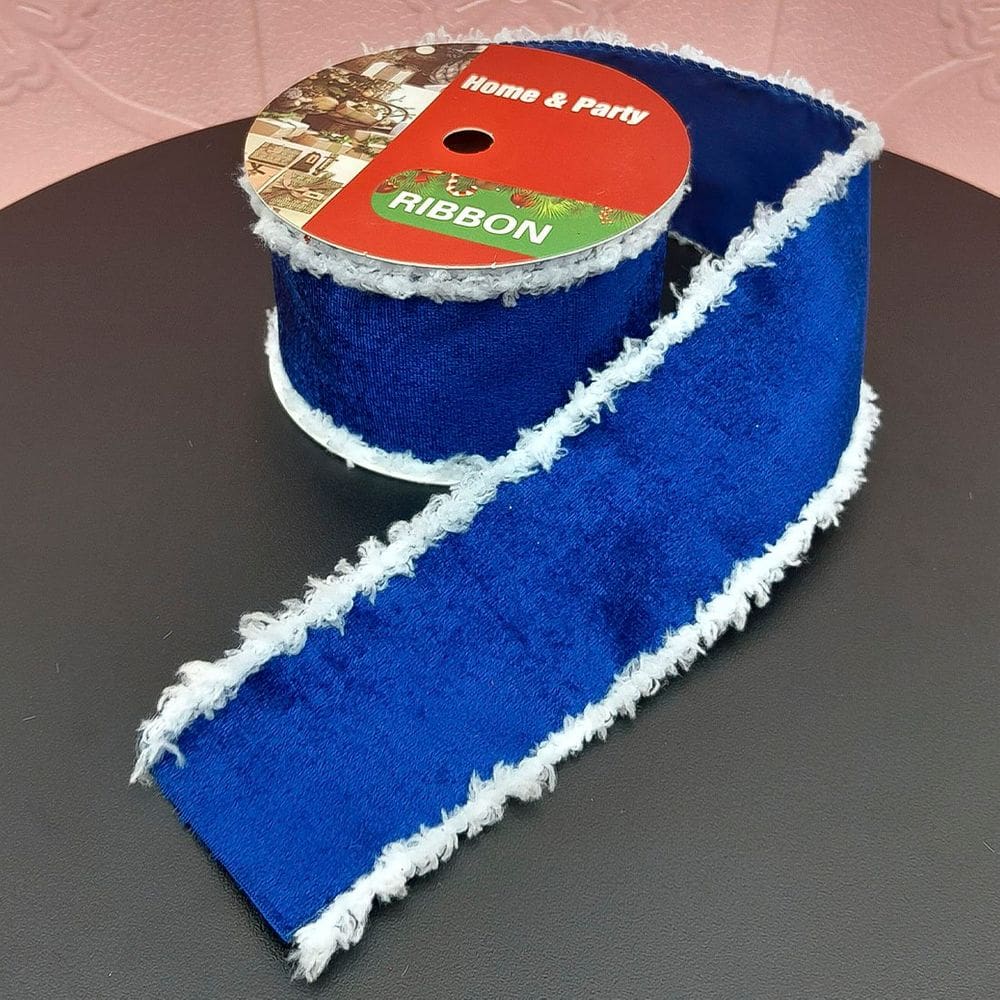 Rolo Fita Aramadas Azul Decoração Natal Kit 4pçs 6,3cm 9,14m