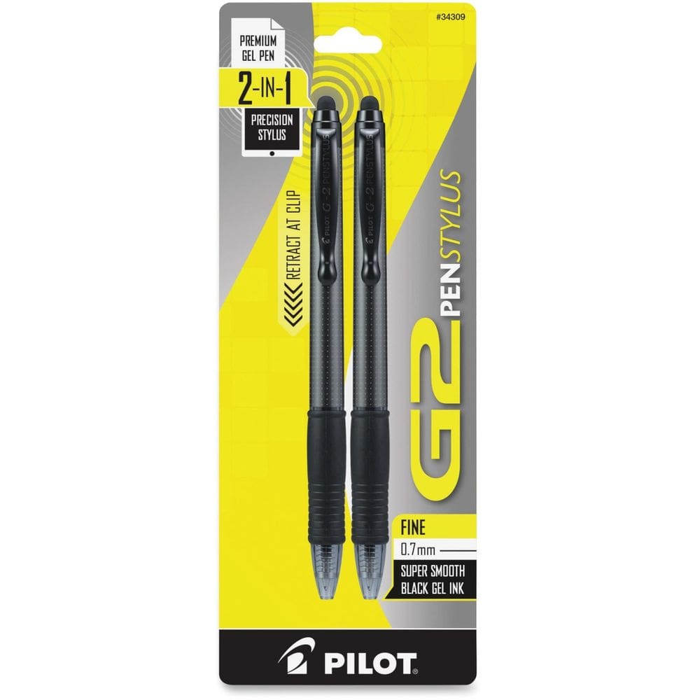Pacote com 2 canetas Stylus Pilot G2 de 0,7 mm com tinta preta de ponta fina