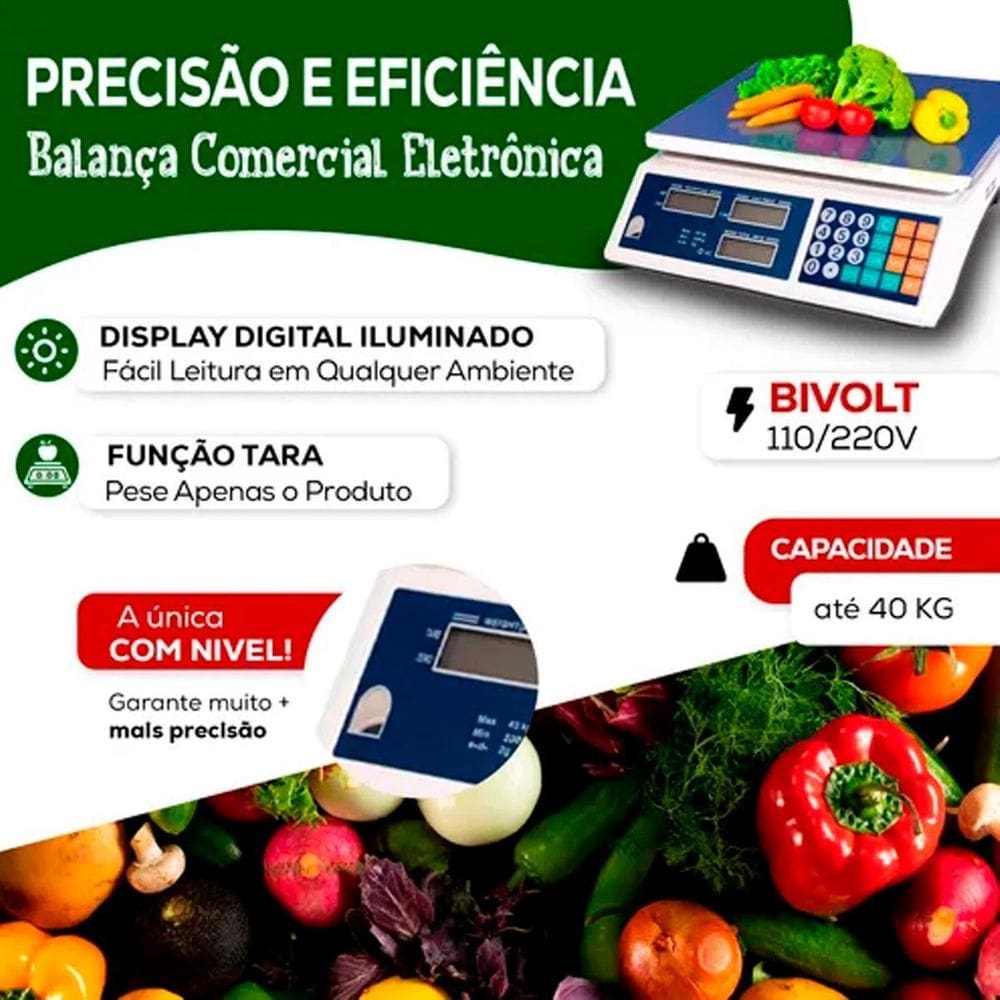 Balança Digital Comercial Com Escala De 40Kg