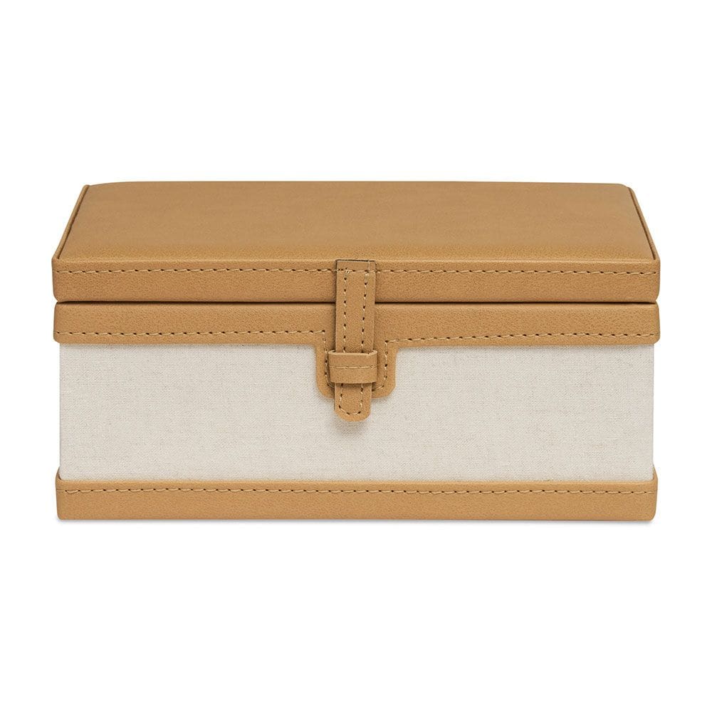 Caixa Decorativa em MDF com Revestimento em Linho e PU Caramelo 24cm 21073 Mart