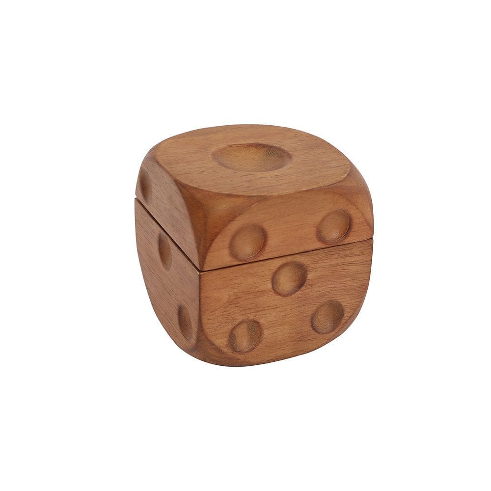 Peça Decorativa Pote Dado em Madeira Natural 12cm FM0321 BTC