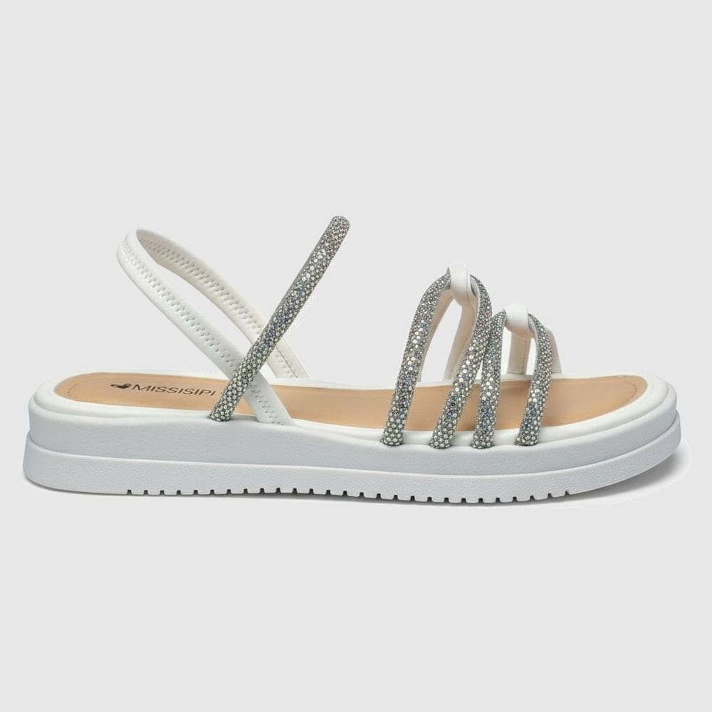 Sandalia Papete Feminina Mississipi Tiras Strass MI718