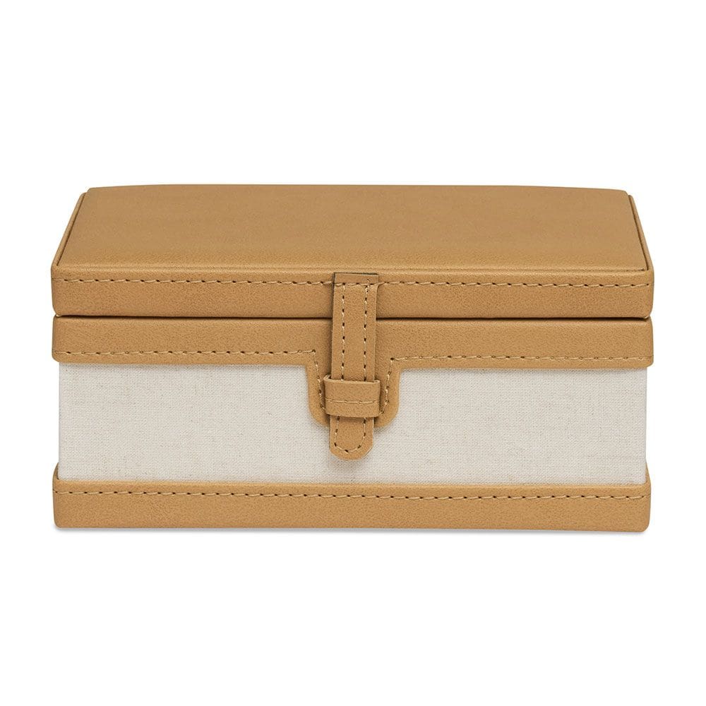 Caixa Decorativa em MDF com Revestimento em Linho e PU Caramelo 20cm 21072 Mart