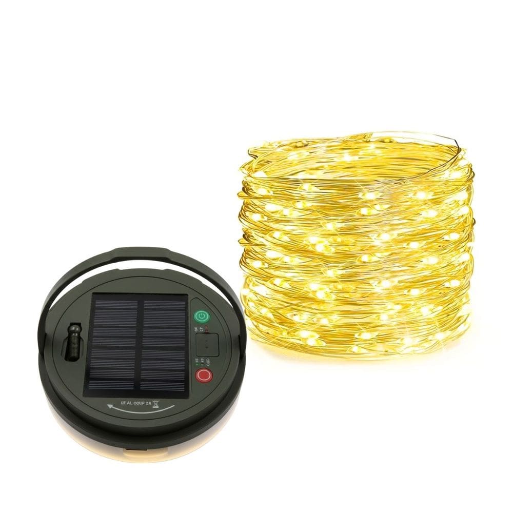 Cordão De Luz Led Solar 10M À Prova D`Água Iluminação Decorativa E Funcional Para Camping Varandas E Jardins