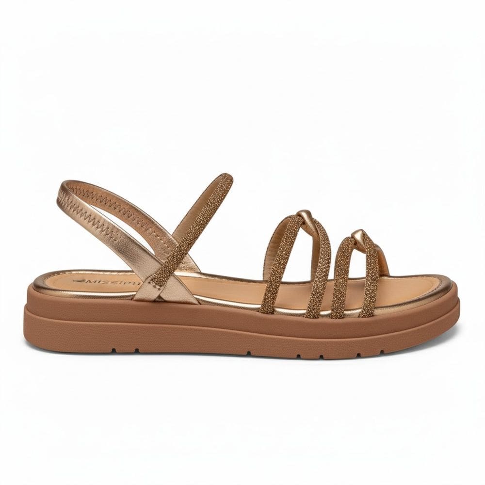 Sandalia Papete Feminina Mississipi Tiras Strass MI718