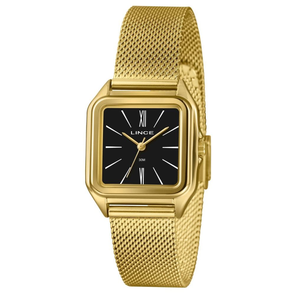 Relógio Lince Feminino Dourado Quadrado Lqgm057l30 P3kx