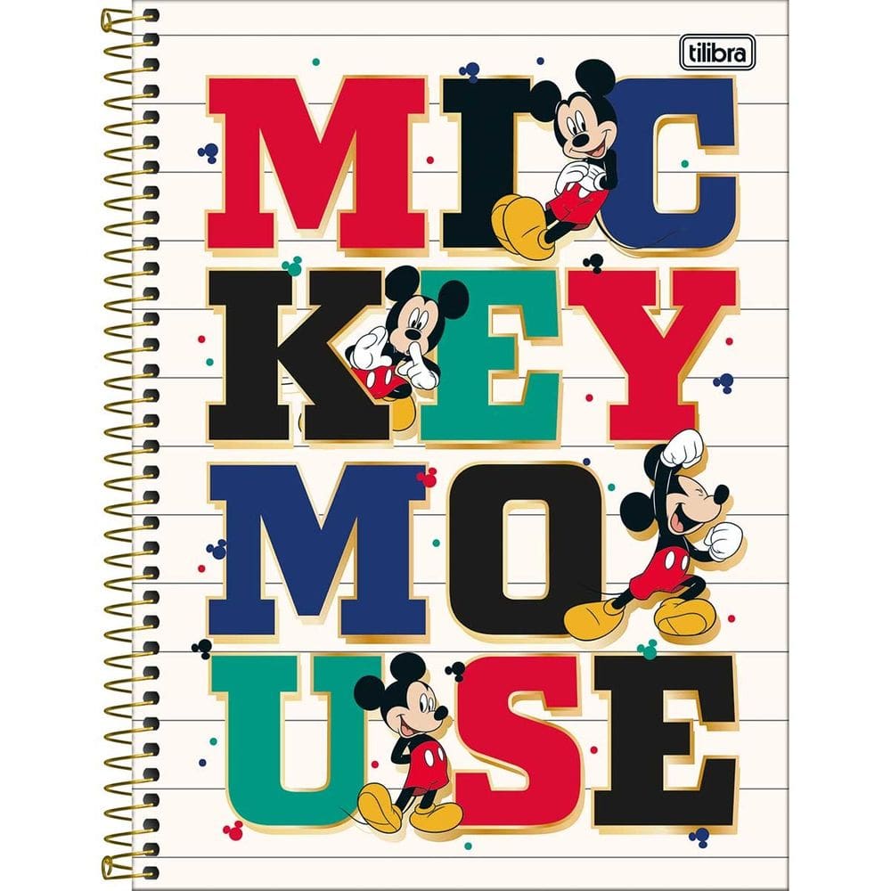 Caderno Universitário Grande Mickey 1 matéria 80 Folhas Tilibra Personagem Desenho