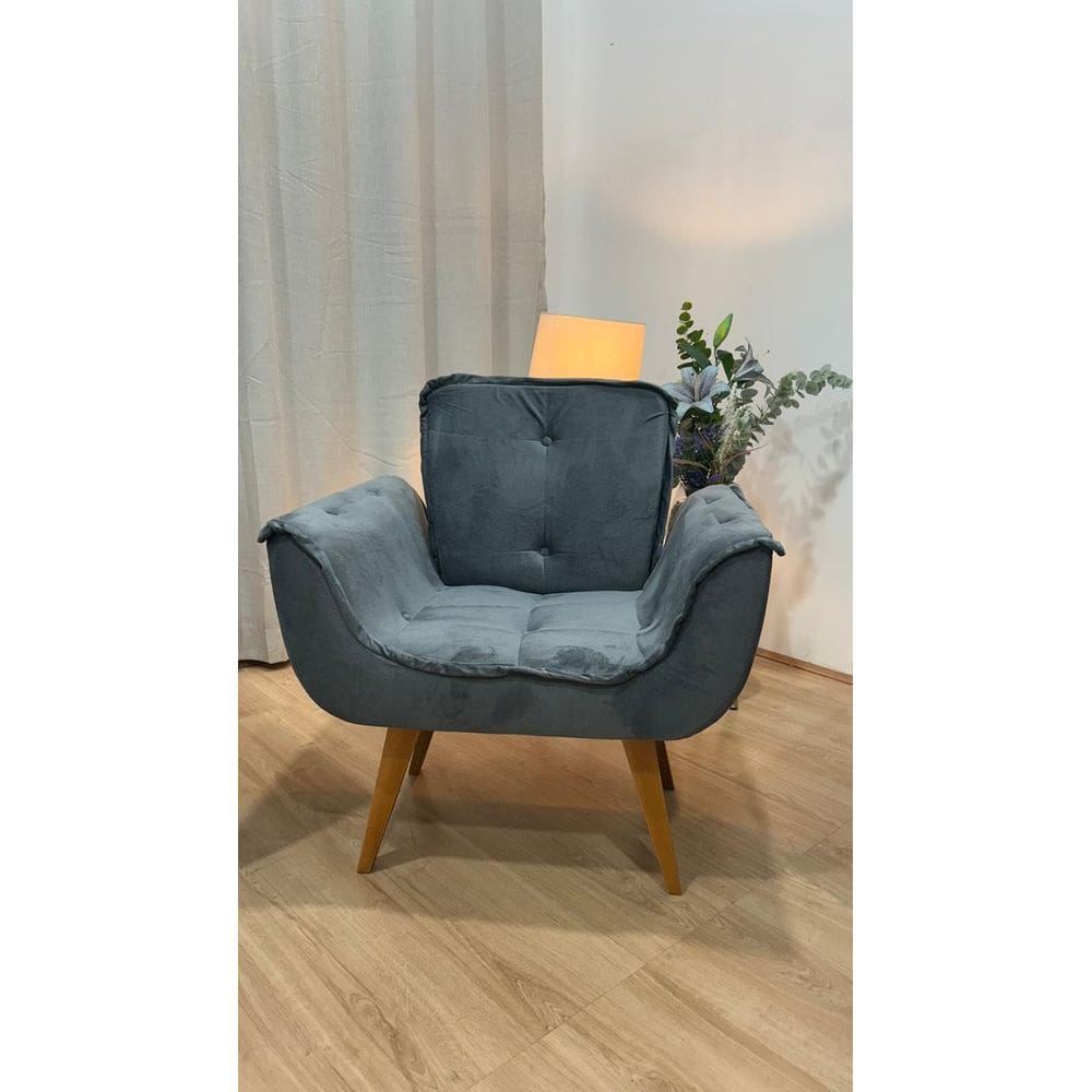 Poltrona Decorativa 1 Lugar Cinza 502 Rebeca