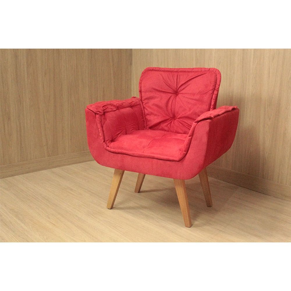 Poltrona Decorativa 1 Lugar Vermelho 503 Rebeca