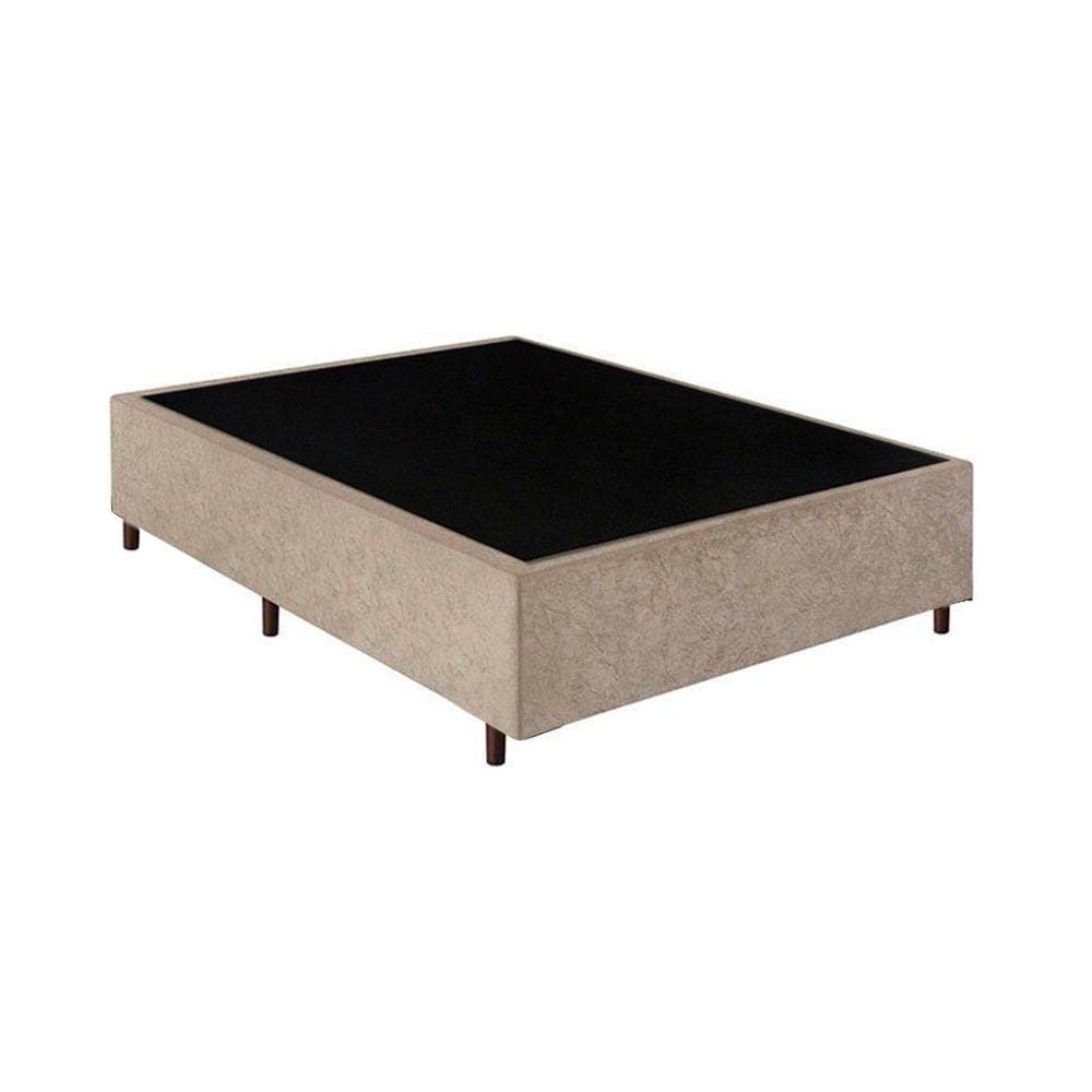 Base Cama Box Casal Bege Suede Premium 40x138x188 - Santo Box FR