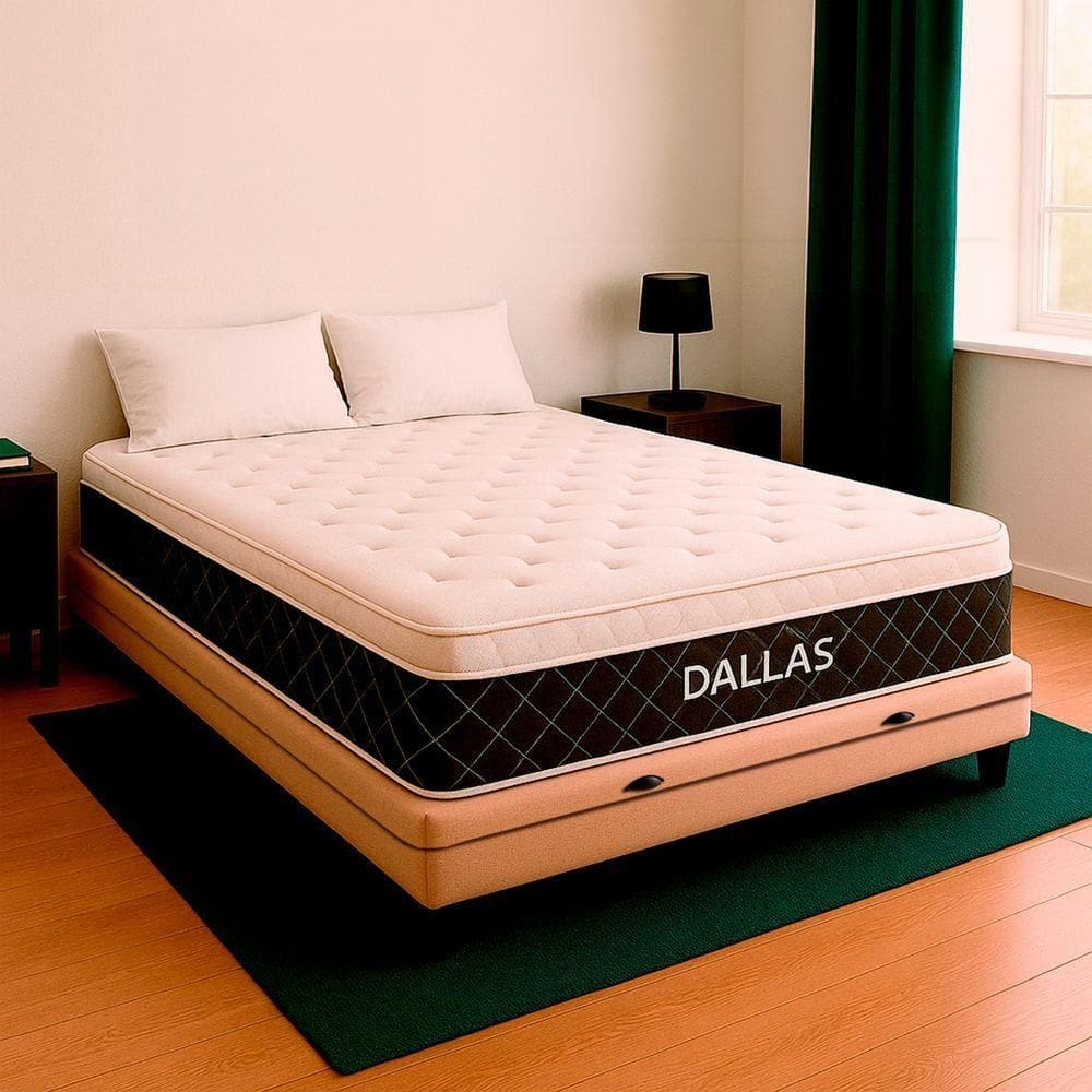 Cama Box Casal E Colchão Dallas Molas V-store 138x188x20 Bege
