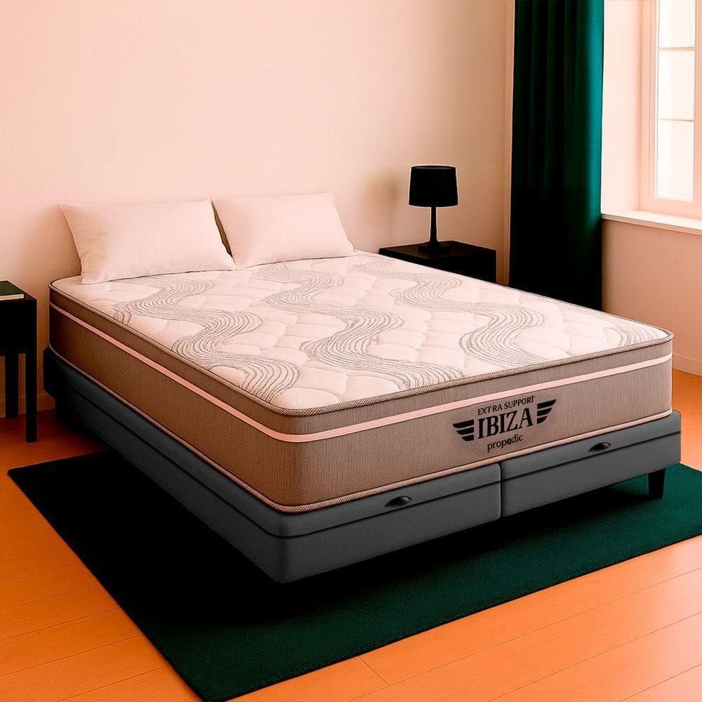 Cama Box Queen E Colchão Ibiza Molas Ensacadas V-store Cinza