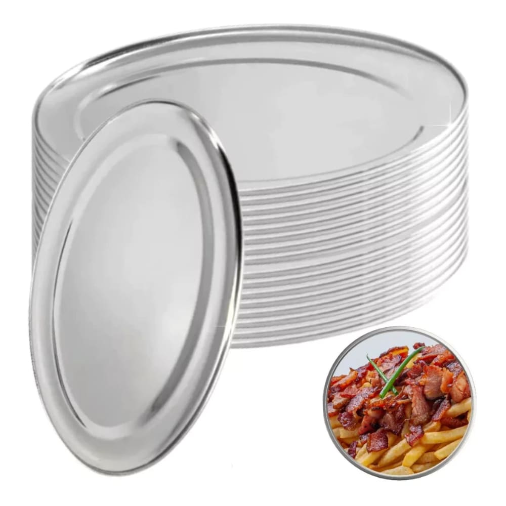 Conjuto 40 Bandejas Inox Pequenas Bandeija Oval Para servir