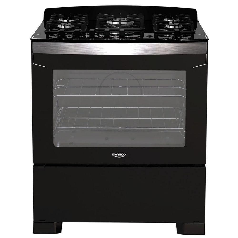 Fogão 5 Bocas Dako Automático Mesa De Vidro Diplomata Preto Bivolt