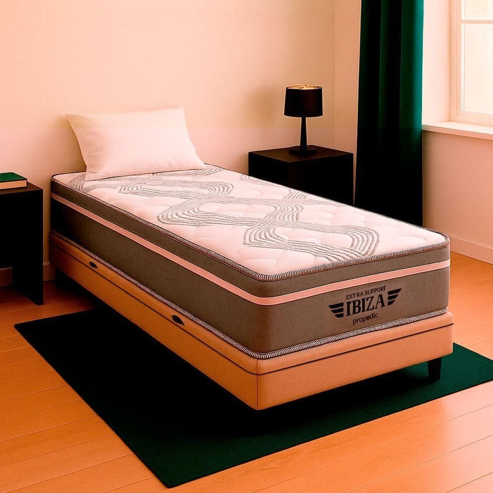 Cama Box Solteirão Bege Colchão Ibiza Molas Ensacadas Vstore