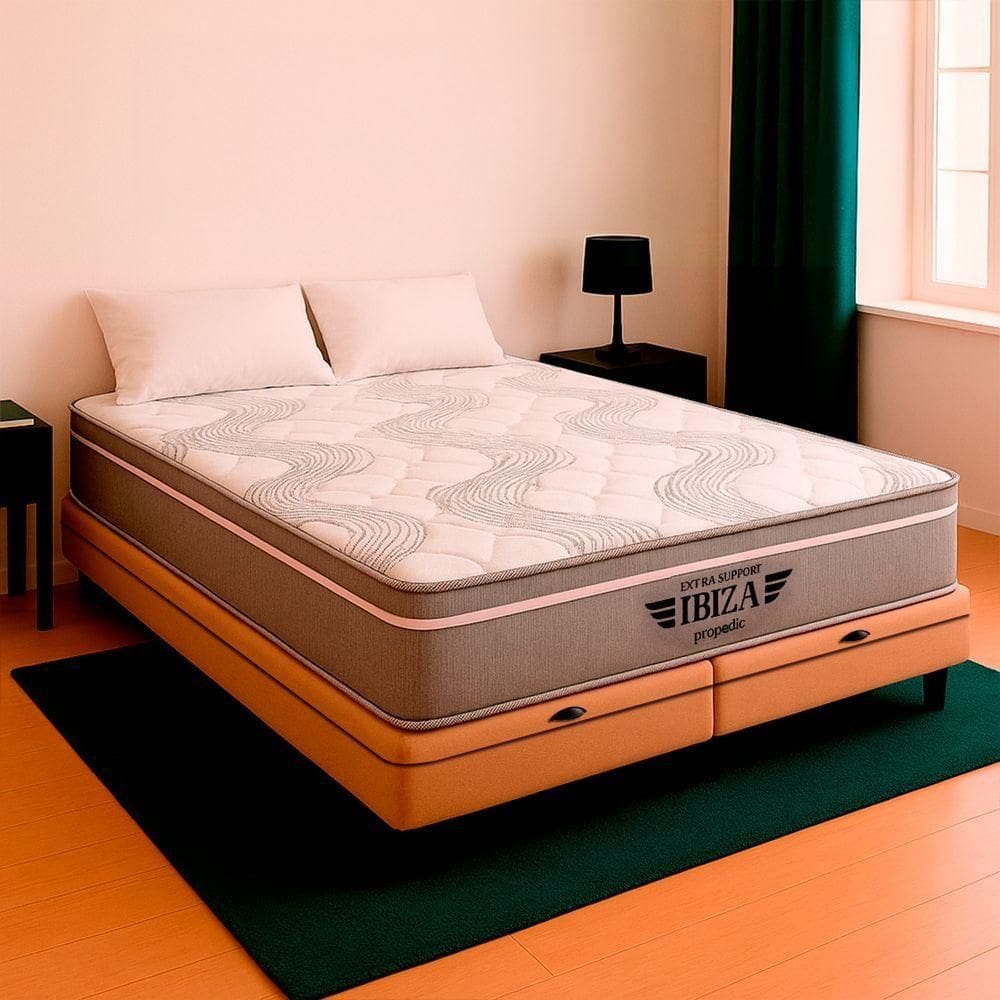 Cama Box Queen E Colchão Ibiza Molas Ensacadas V-store Bege