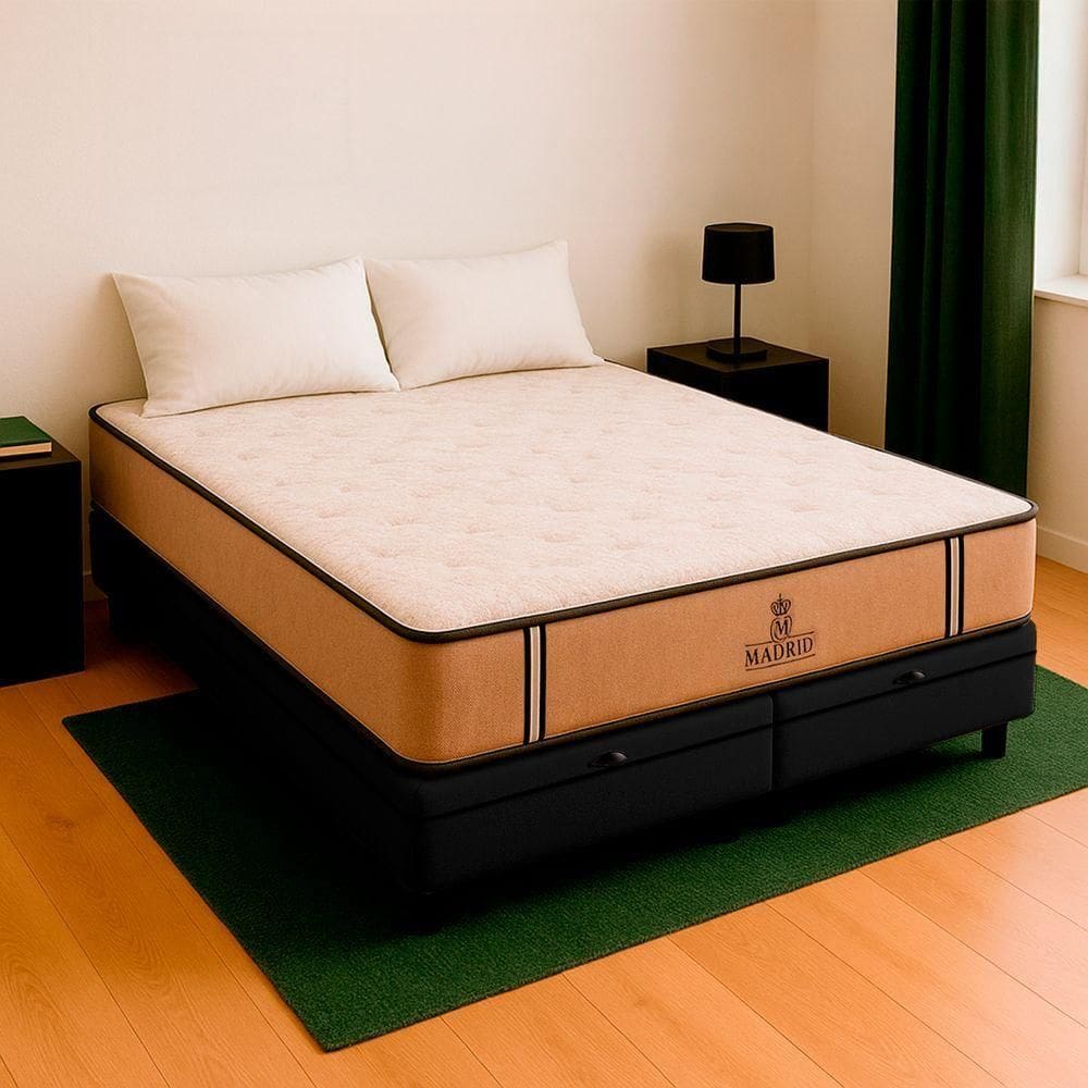 Cama Box Baú King E Colchão Madrid Molas V-store 193x203x28 Preto