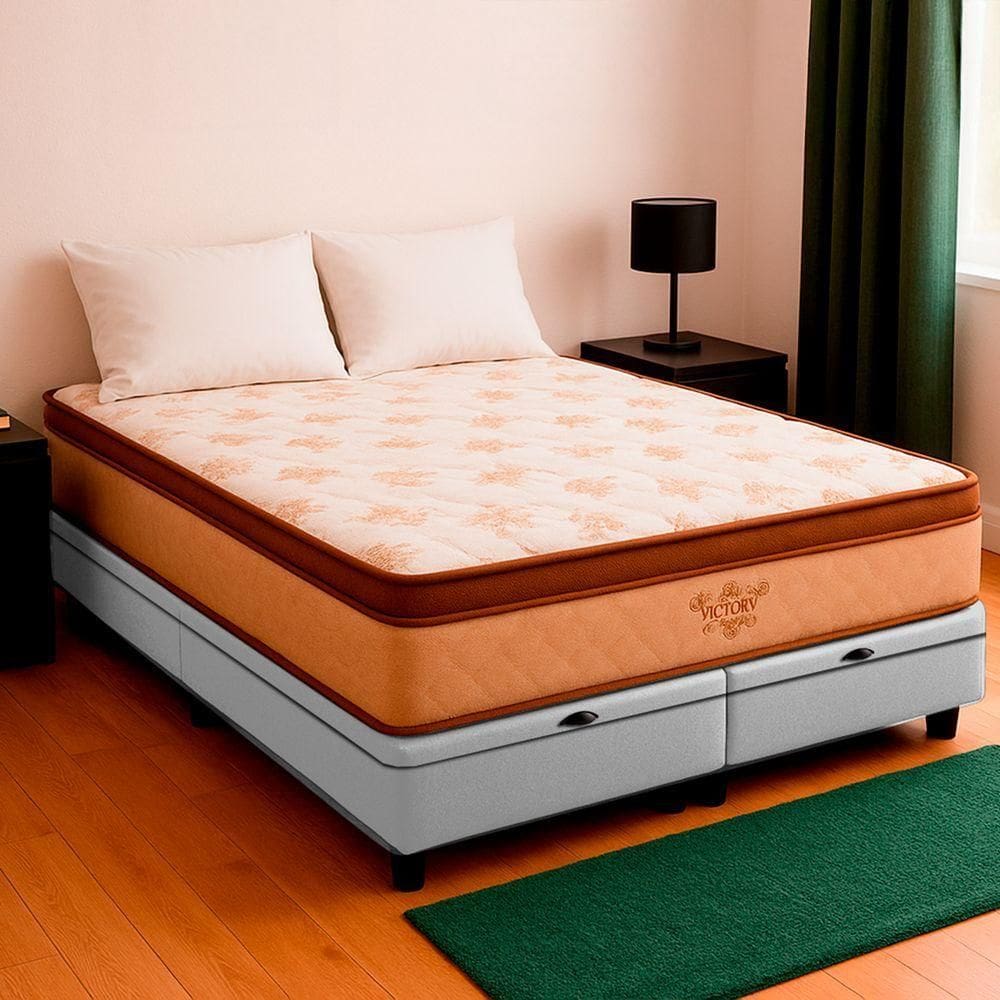 Cama Box Baú King E Colchão Four Season Molas V-store Branco