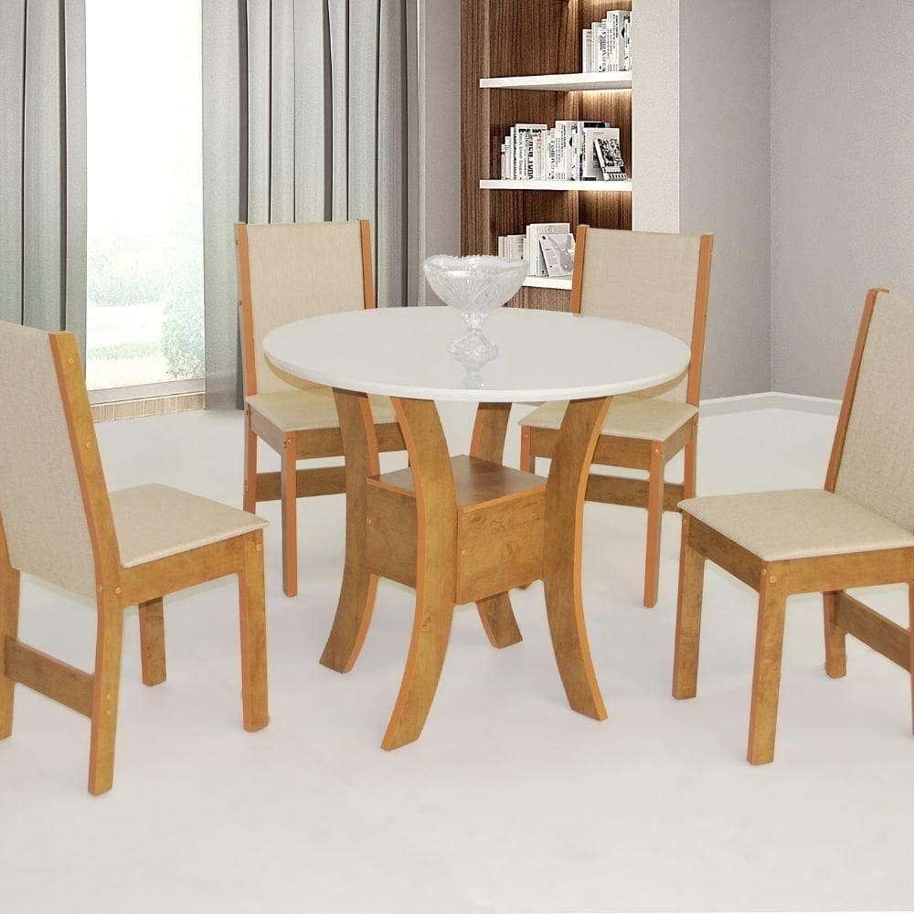 Mesa De Jantar 4 Cadeiras Freij?-off White Ayla M?veis S?o Carlos Madeira