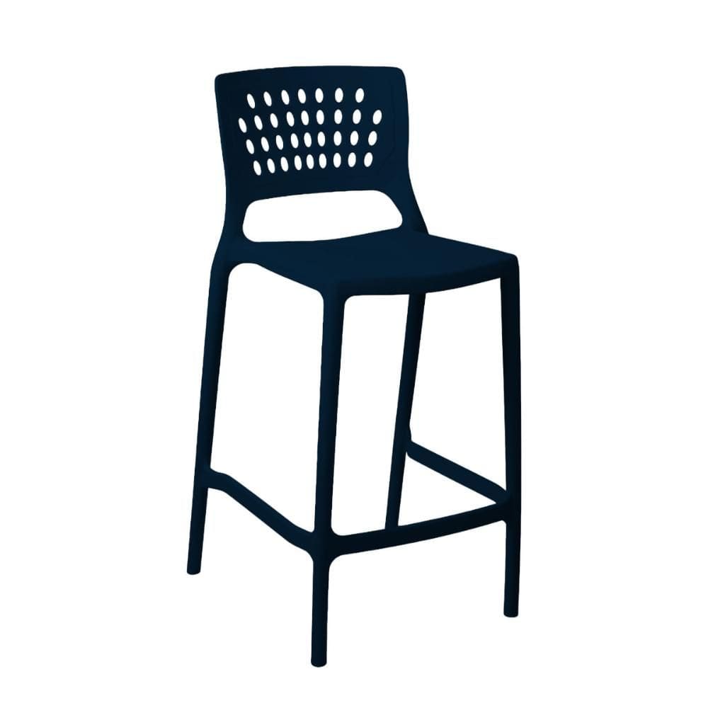 Banqueta Alta para Bancada e Cozinha Azul Marinho Empilhável Marte em Polipropileno Acrilys