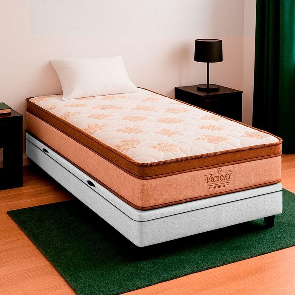 Cama Box Baú E Colchão Victory Molas V-store 78x188x30 Branco
