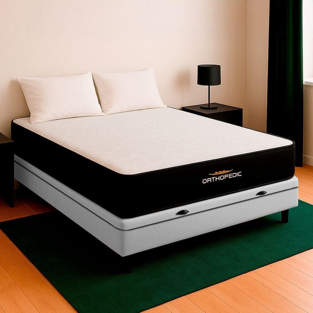 Cama Box Viúvo Branco E Colchão Orthopedic D33 Vstore