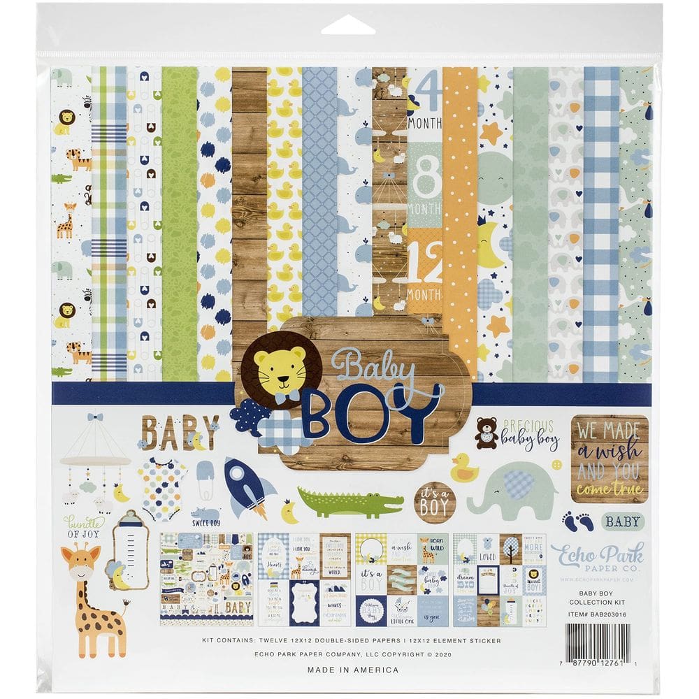 Kit de artesanato artístico Echo Park Paper Baby Boy 30x30 cm