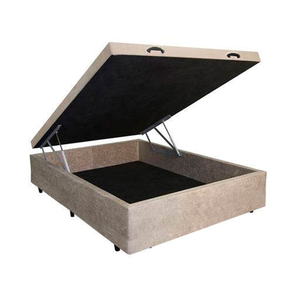 Cama Box Bau Casal Bege Suede Premium 47x138x188 - FA Elegante