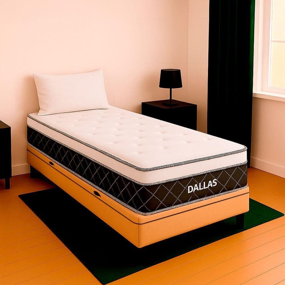 Cama Box Solteirão Bege Colchão Dallas Molas Vstore 96x188