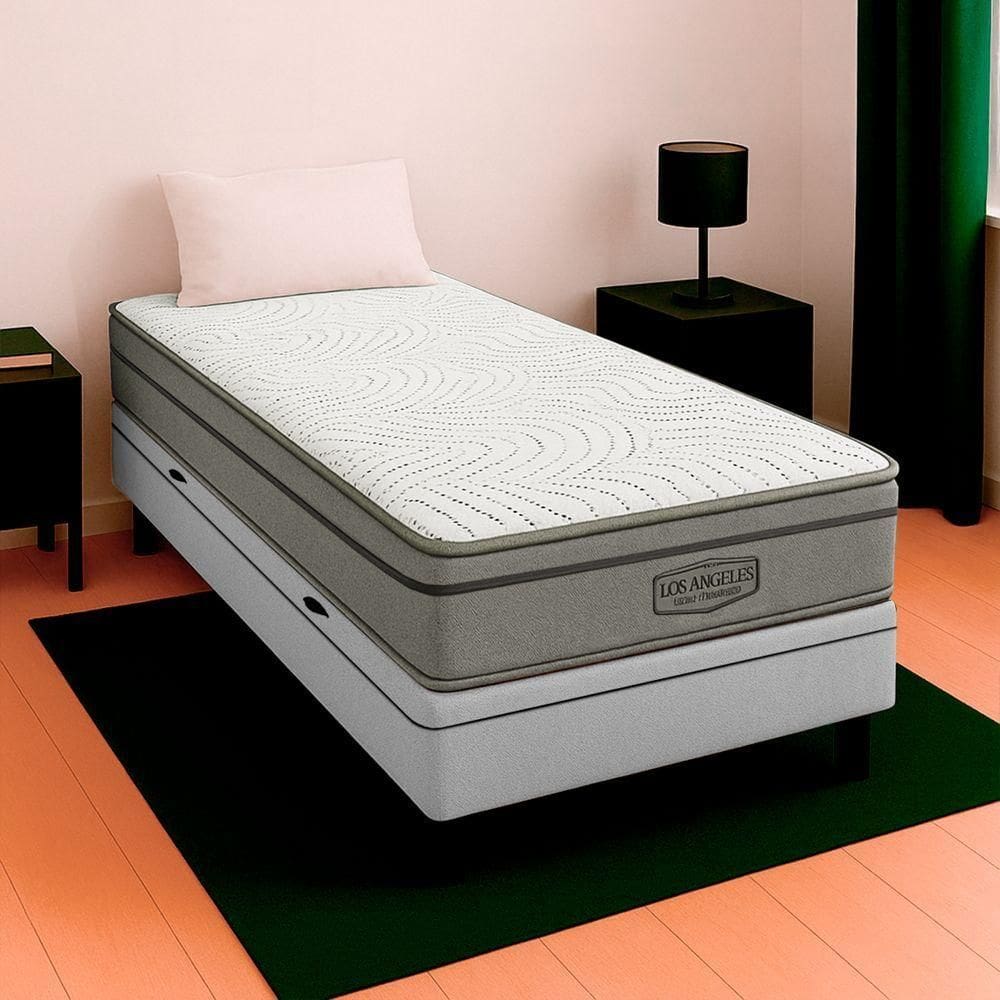 Box Baú Solteiro Branco E Colchão Los Angeles Molas Vstore