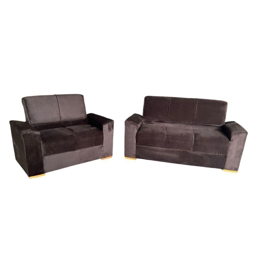 Conjunto De Sofá 3x2 Lugares Camila Marrom Malu Estofados