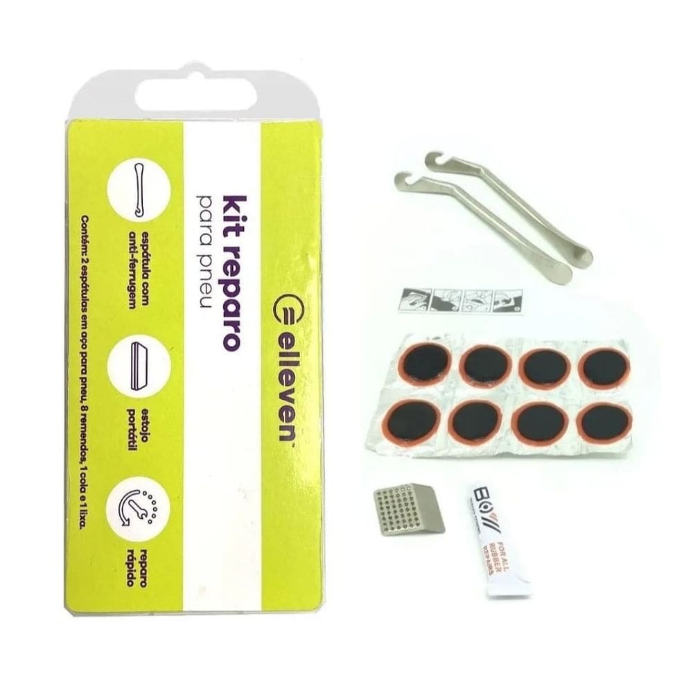 Kit Reparo Rápido Remendo Pneu Bicicleta Com 2 Espátulas Aço
