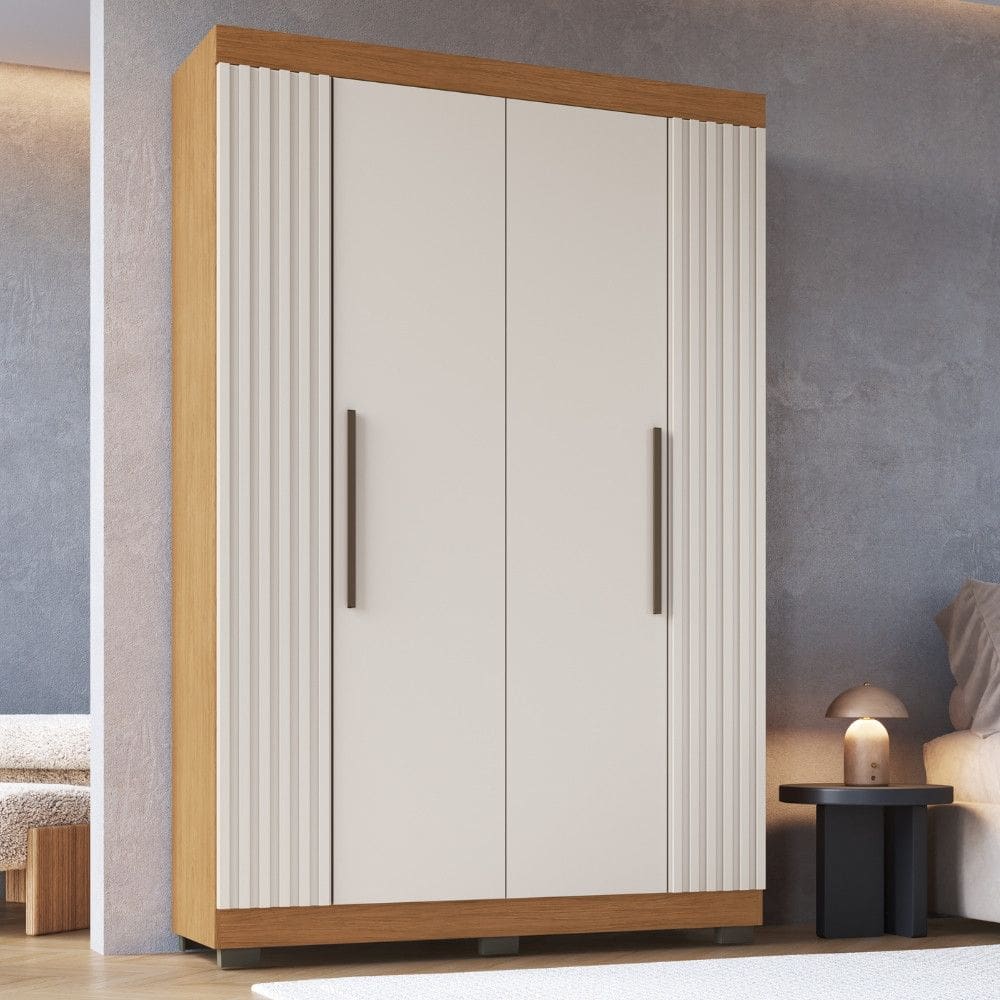 Guarda Roupa Solteiro Ripado 4 Portas com Pes Florida Faimec