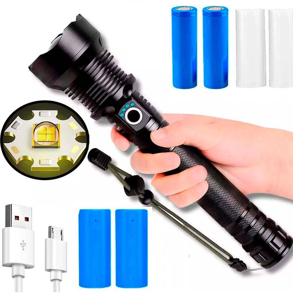 Lanterna Recarregável LED P90.2 com Zoom e 4 Baterias