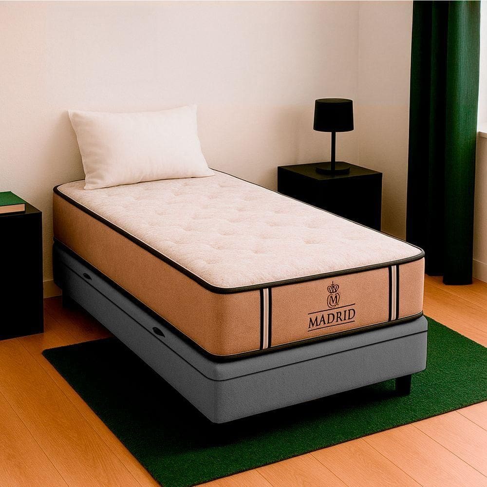 Cama Box Baú Solteiro Cinza E Colchão Madrid Molas Vstore