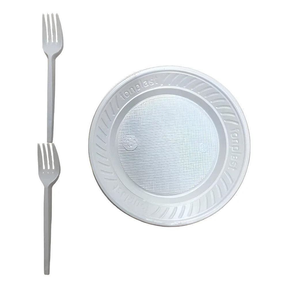 Kit Festa Prato Descartável E Garfos Bolo Sobremesa 200 Unds